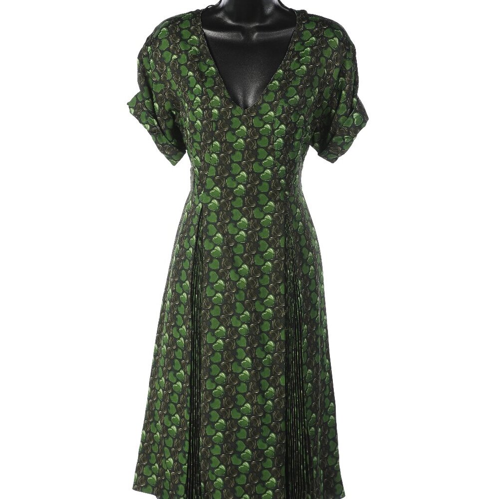 Prada Green Heart Print Knee-Length Dress